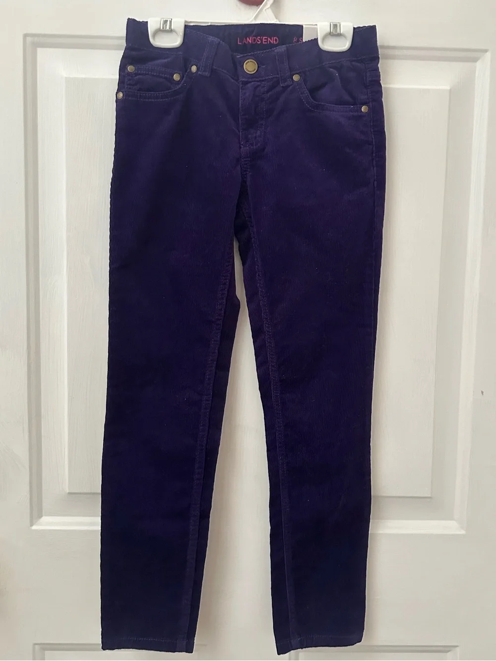 Lands' End Girls' Purple Corduroy Skinny Jeans Size 8 NWT